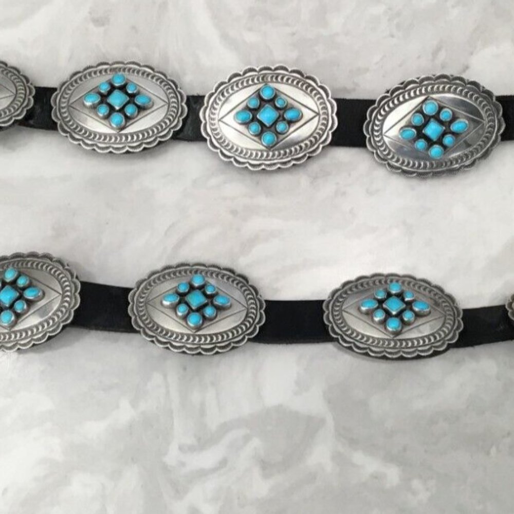 A.Jake Sterling Silver Concho Belt